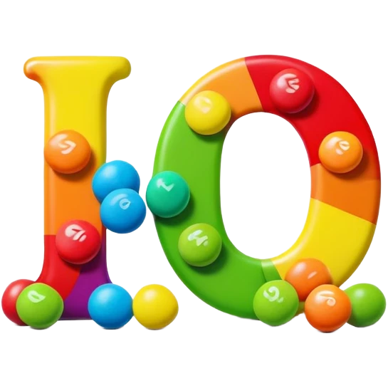 A stylized S letter made of rainbow colors next to a few green round candies, extremely minimal Skittles representation. emoji