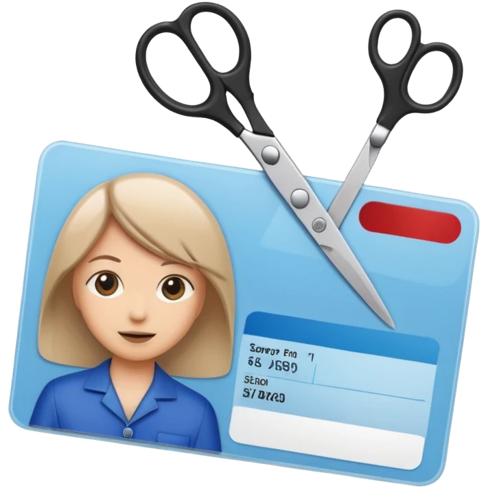 Scissors cutting ID card emoji