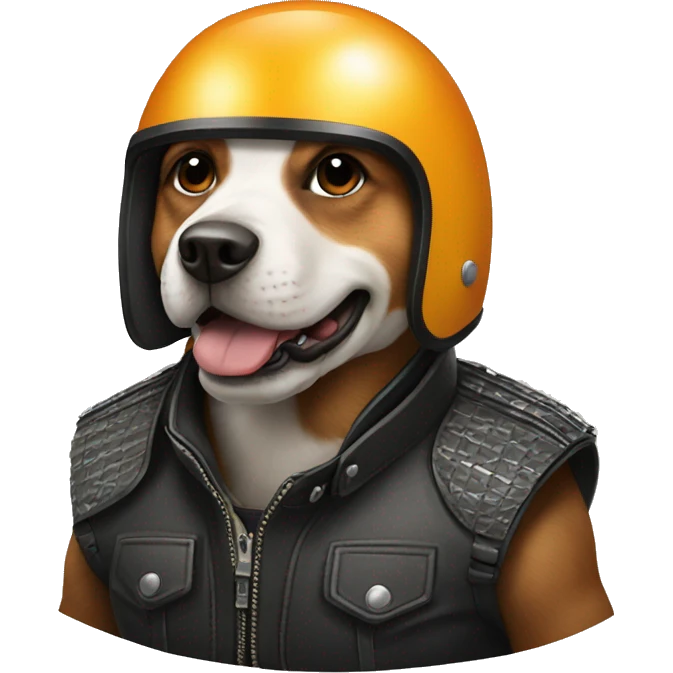 A dog with motorcyle helmet emoji