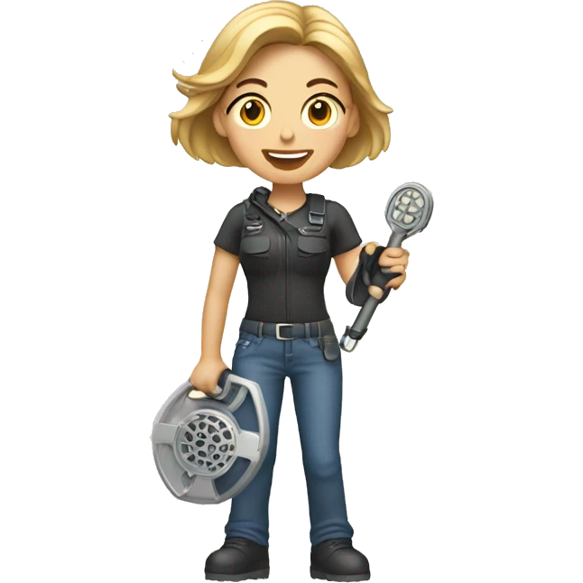 Pretty woman holding a metal detector  emoji