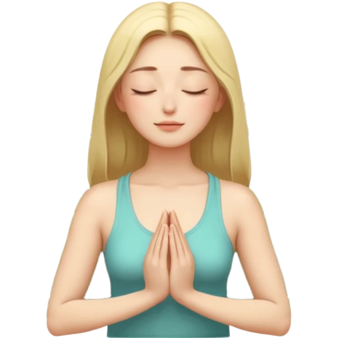 The figure of a bright woman in meditation (simple, abstract), closed eyes, palms are folded in front of the chest emoji
