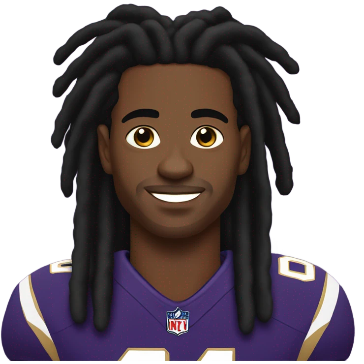 Create a black man with dreads and golds with a Lamar Jackson jersey emoji