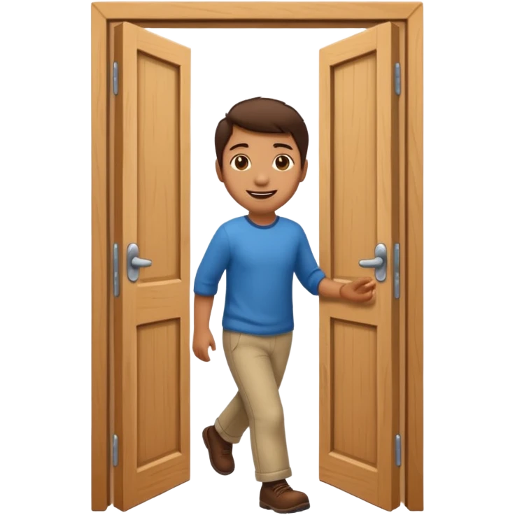a door opening with a smiling client walking in emoji