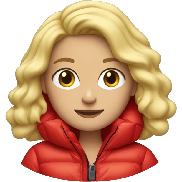 Blonde girl in oversized red puffer jacket emoji