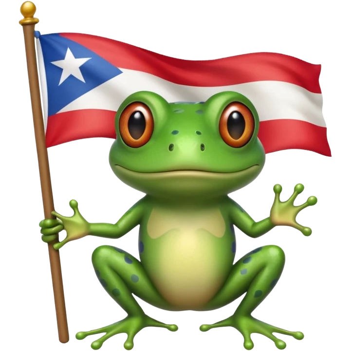 Frog holding Puerto rican flag  emoji