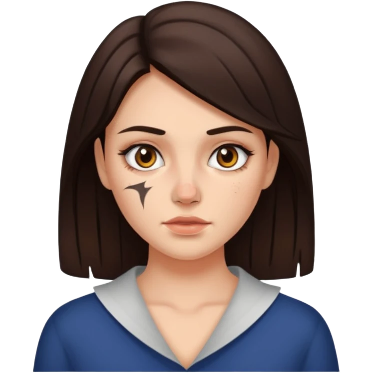 Brunette lady with scars on her face  emoji