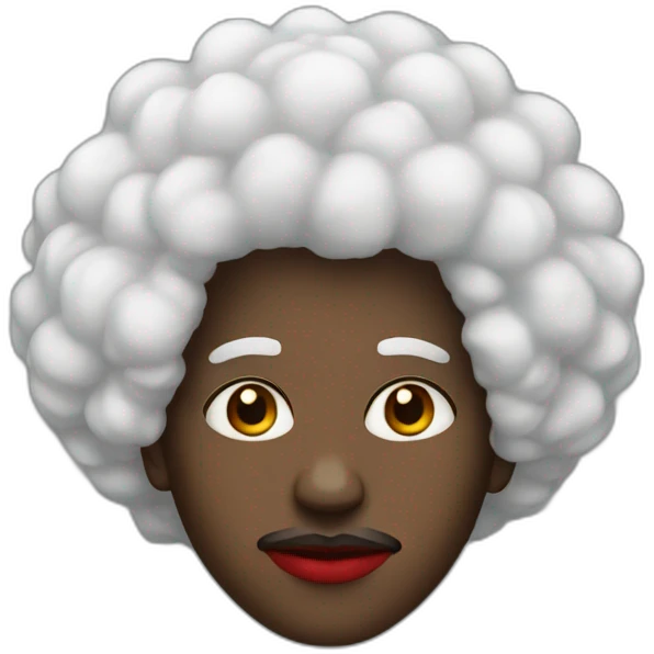 Black man with red lips and Afro emoji
