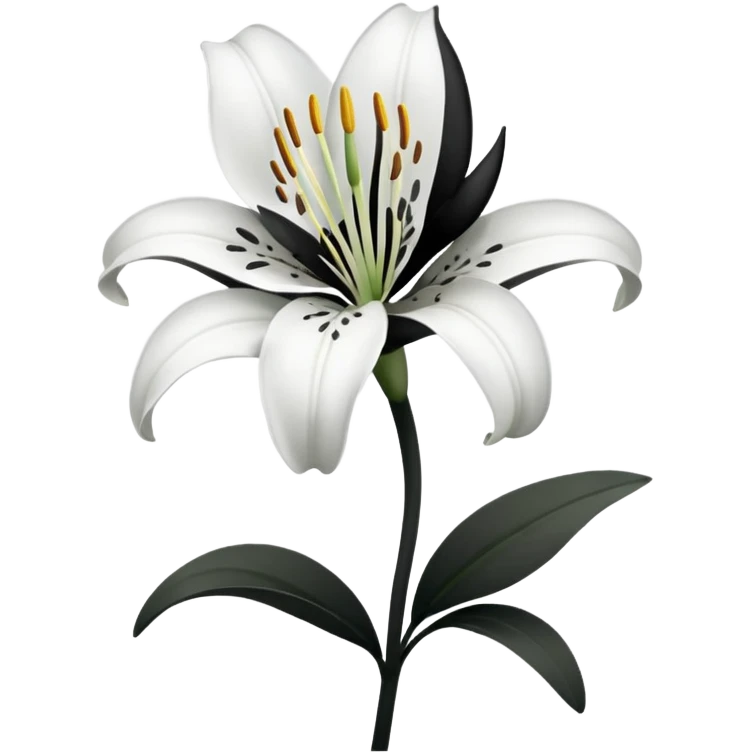 Black and white lily emoji