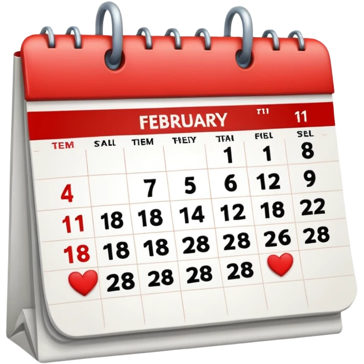 dibuja el 11 de febrero y de fondo un calendario emoji