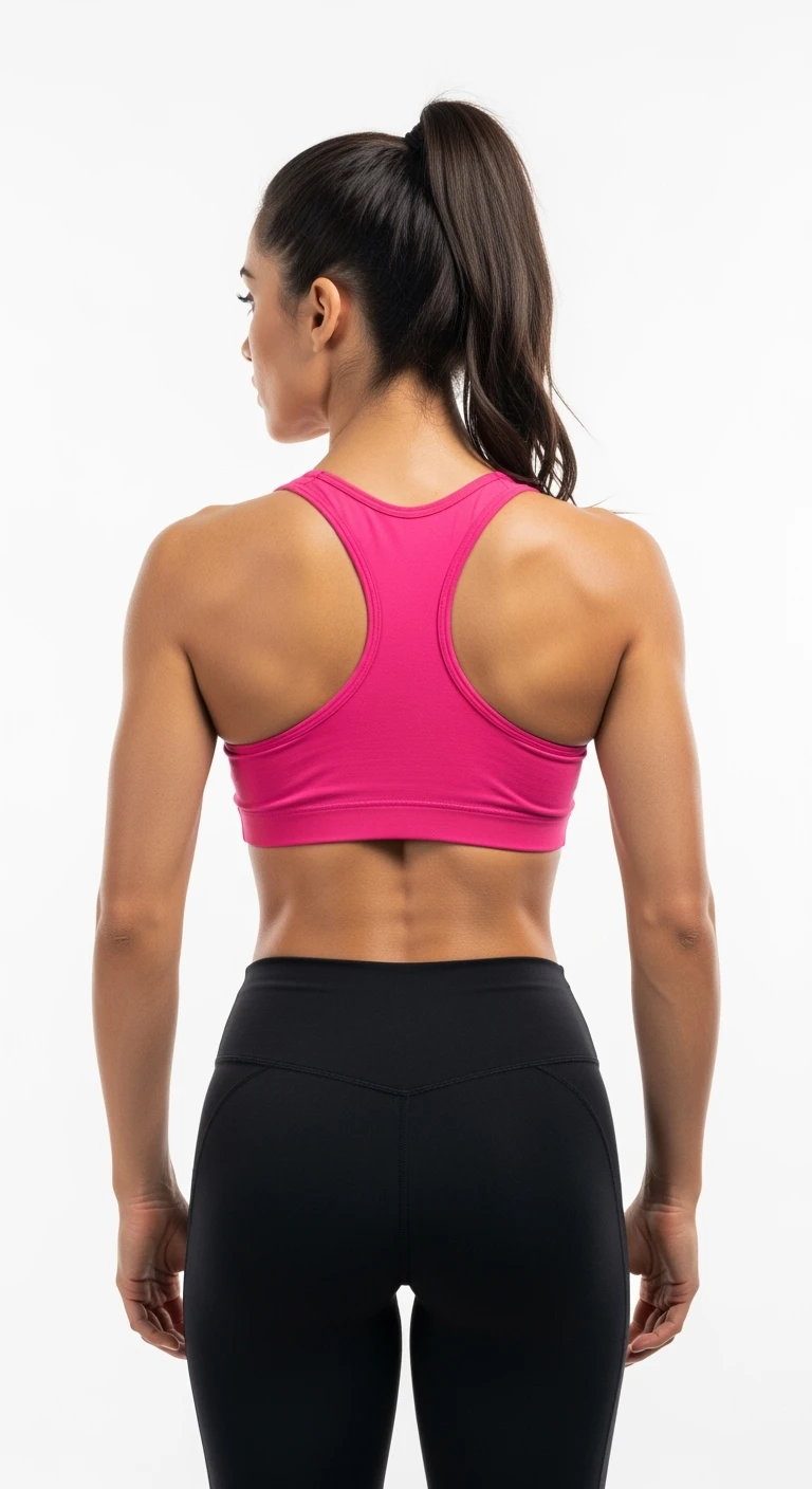 donna fitness di spalle con spina dorsale in evidenza, sfondo bianco emoji