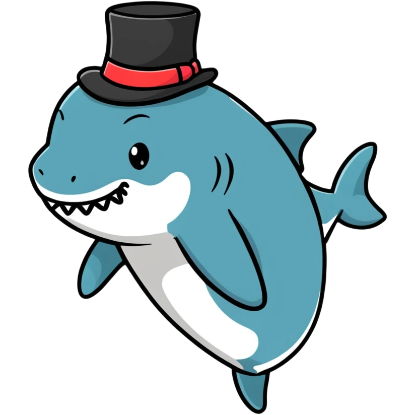 Shark with a top hat emoji