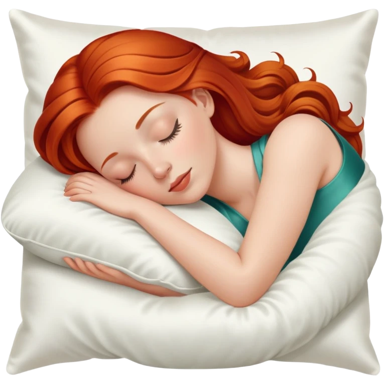 Sleeping beauty redhead white girl with a silk pillow emoji