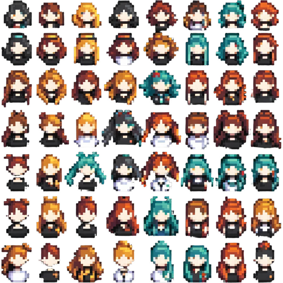 pixel art different hairstyles collection emoji