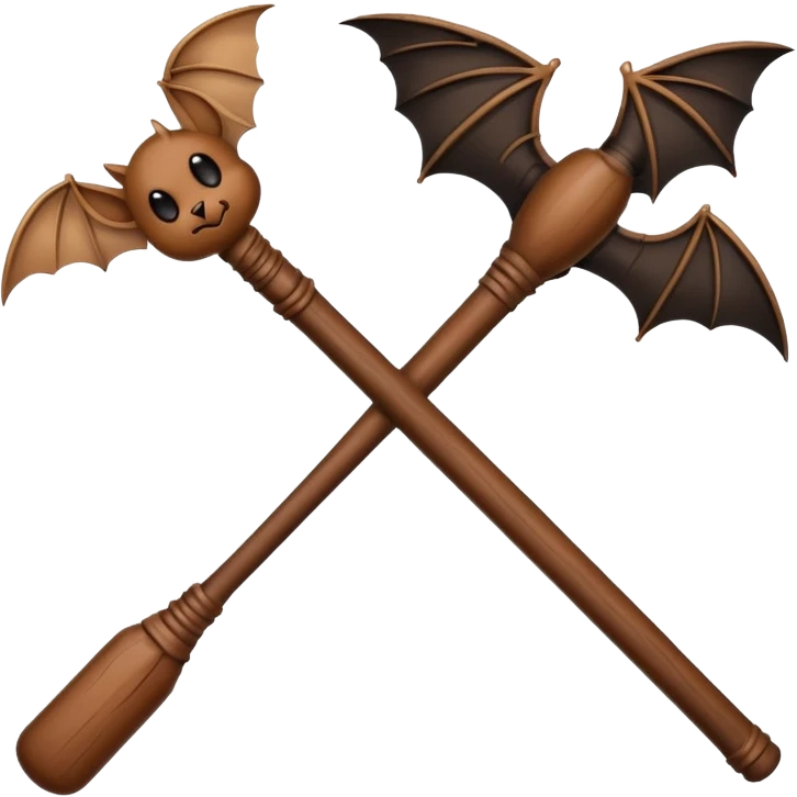 a wooden stick with a small bat resting on top emoji