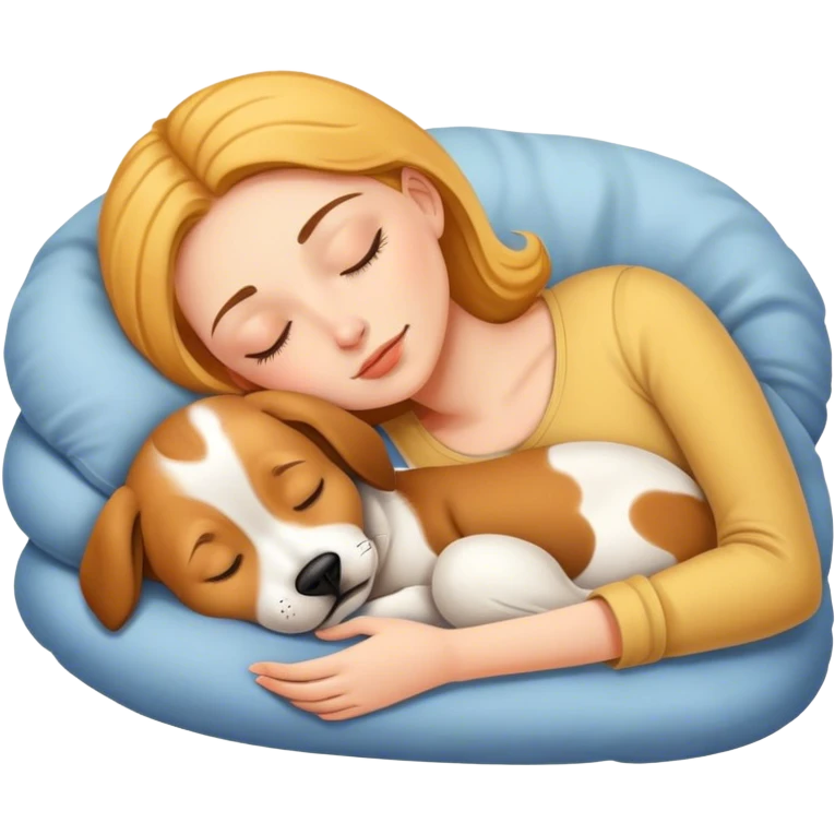 Woman sleeping with a dog emoji