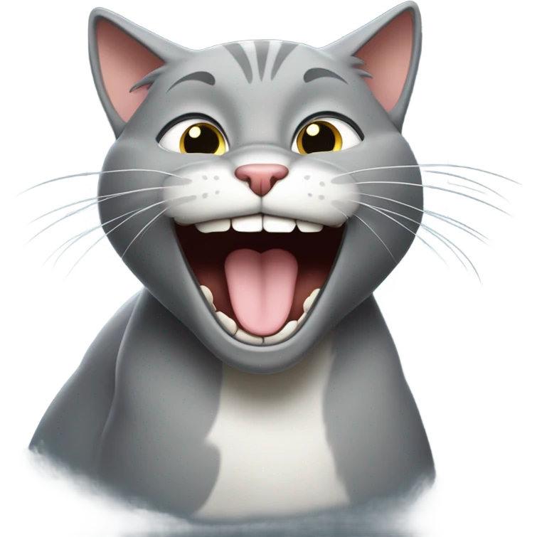 Grey cat laughing  emoji