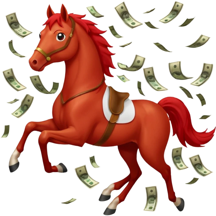 red horse agressive running money greeting below emoji