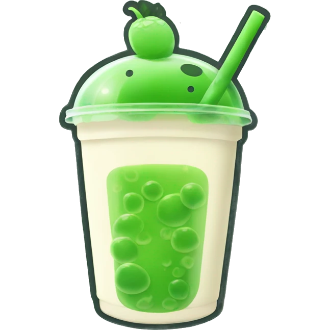 Green bubble tea with lid emoji