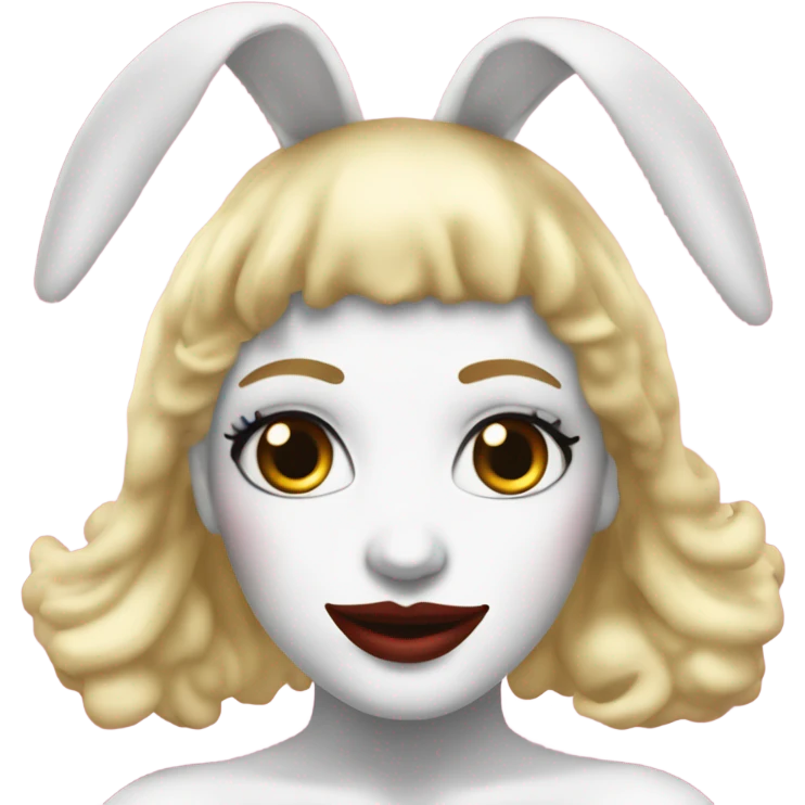 Blonde Go-go dancer white face Enid Sinclair wearing big floppy bunny ears  emoji