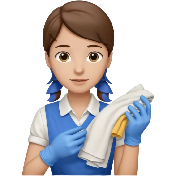 Cleaner + blue gloves + rag, Cafe staff. emoji