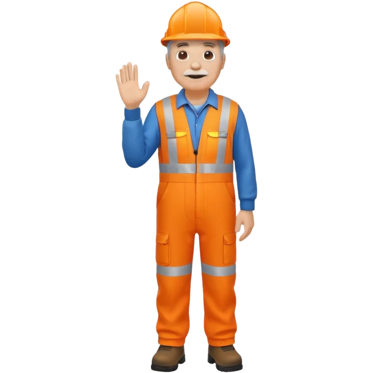 older engineer hi-vis orange overalls full body holding nothing emoji