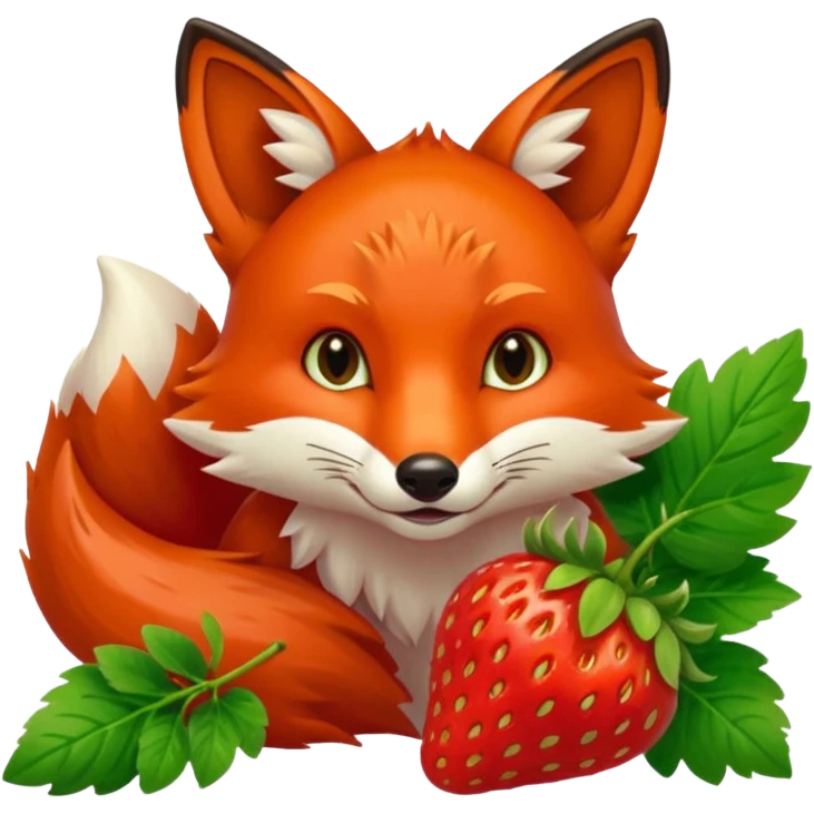 fox eating strawberries emoji