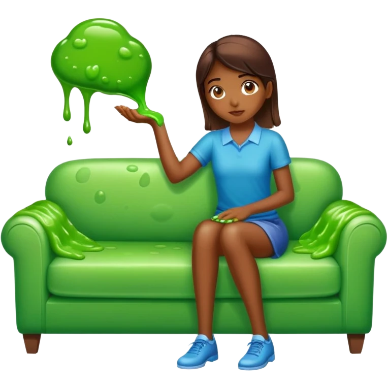 girl putting slime on a couch emoji