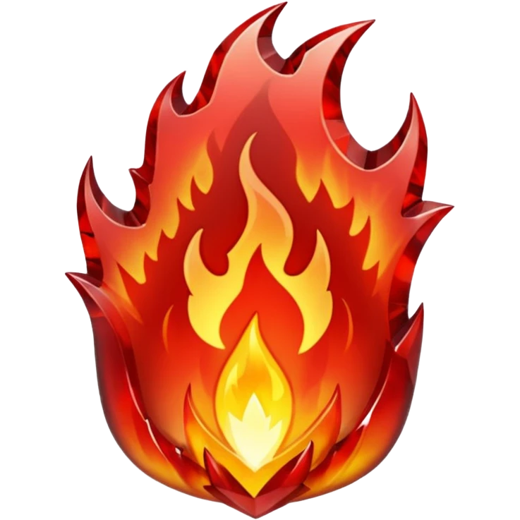 Red flaming crystal with a $ carved into the center of the crystal. emoji