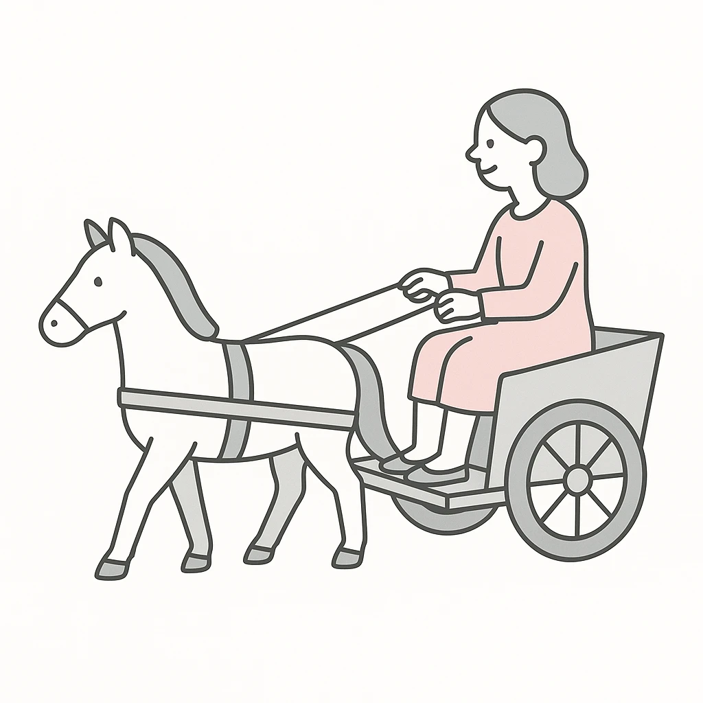 isometric horse and cart, soft pastel colors, minimal shading emoji