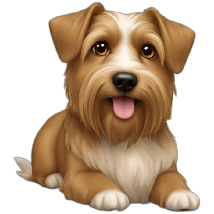 jack Russell cross apoloso cross Yorkshire terrier - long hair light brown all over - fat dog emoji