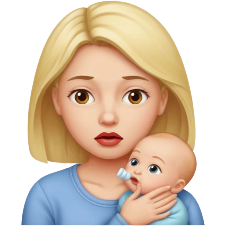 woman thinking of a baby while biting her lip emoji