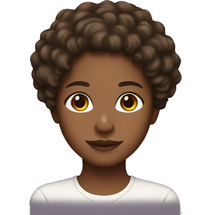 Brown girl with brown eyes and curly dark brown hair and really pretty  emoji