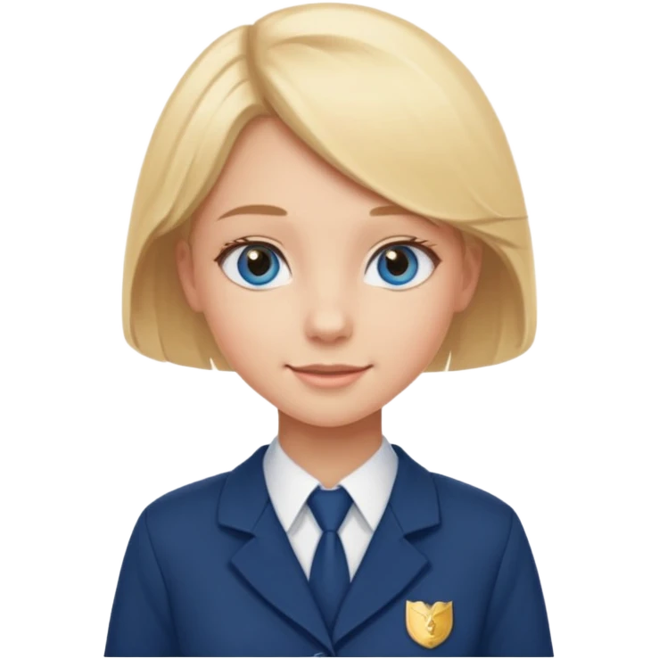 girl in a classic school uniform, standing, cheerful expression emoji