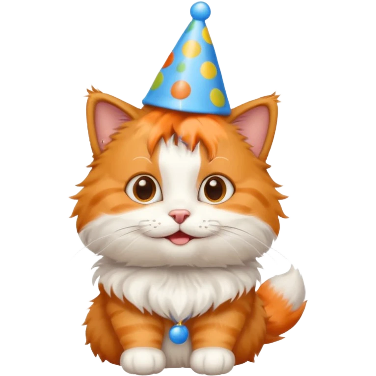 happy cat with a blue birthday hat emoji