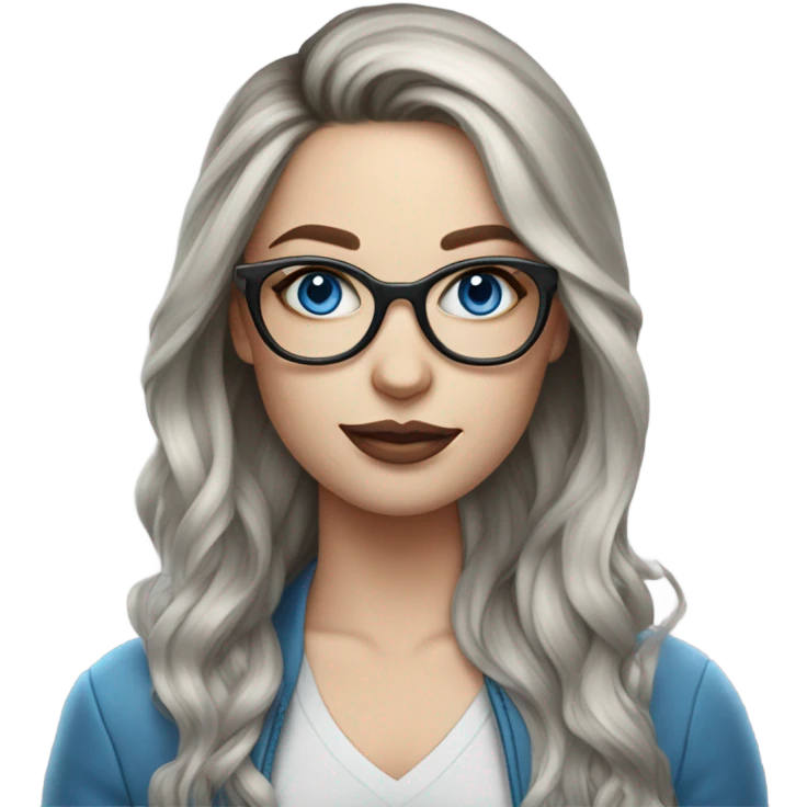 Hyper Realistic Balayage pale beautiful tattooed woman with glasses and blue eyes  emoji
