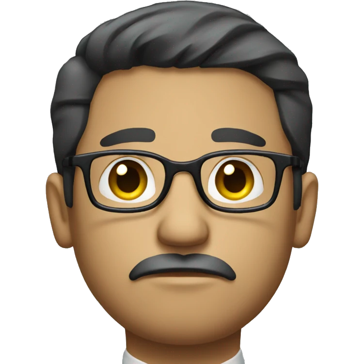 sad businesman face with dark hair and glasses emoji
