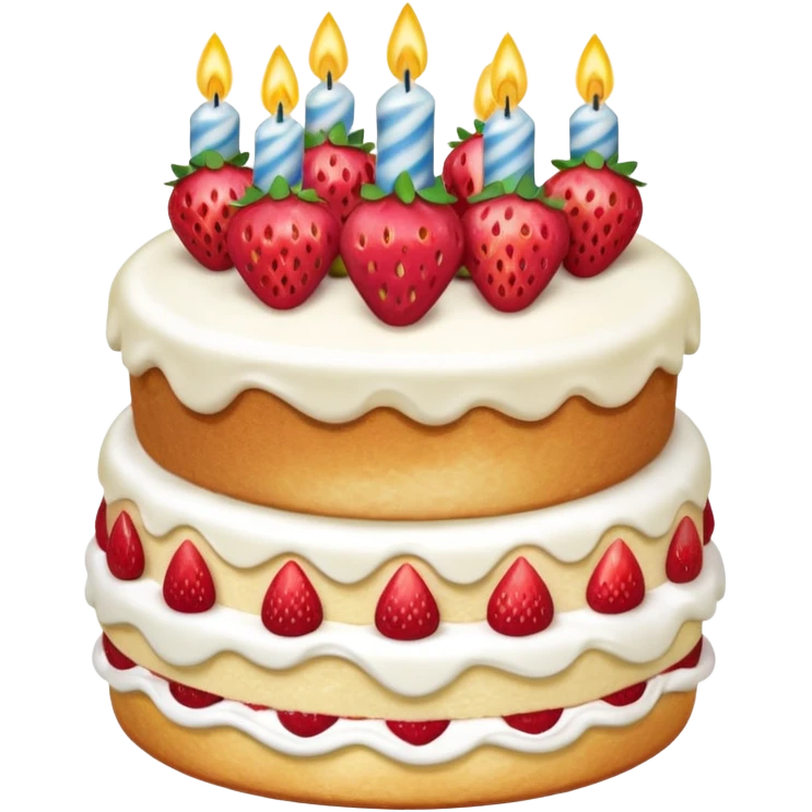 strawberry shortcake with birthday candles emoji