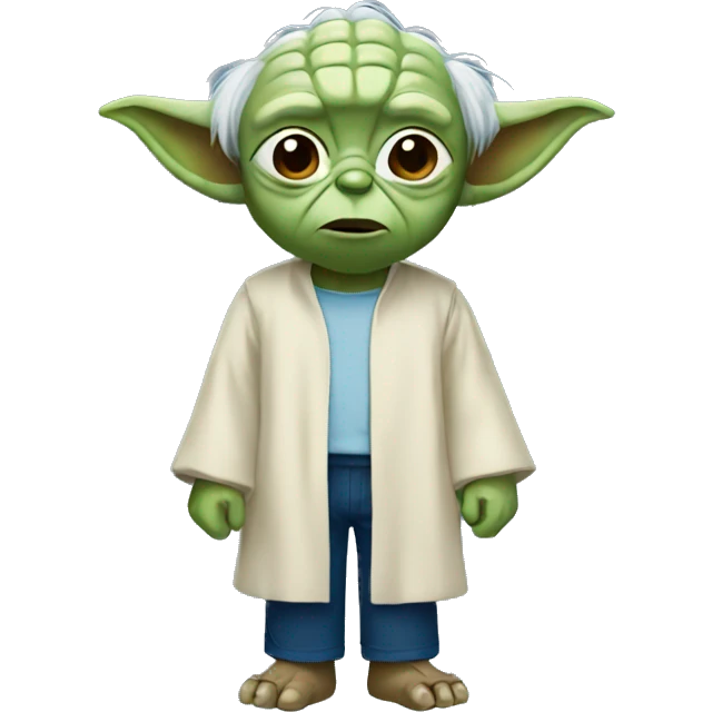 Yoda wearing light blue shirt and dark blue shorts  emoji