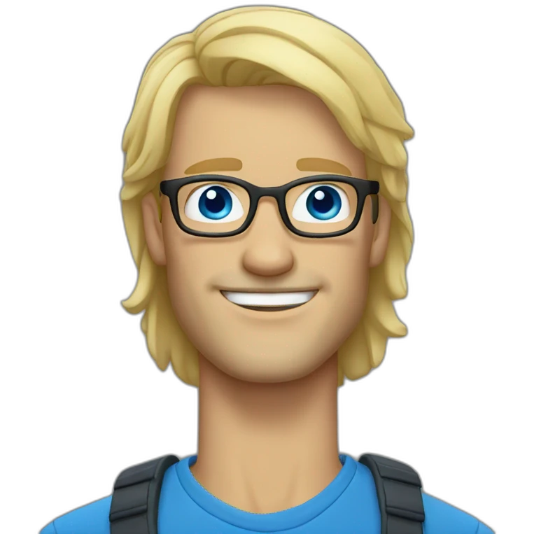 Blonde man with strong jaw and blue eyes and glasses emoji