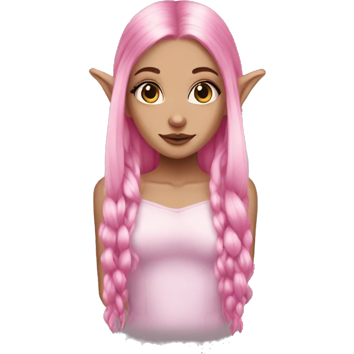 goth tan skinned elf girl with long pink hair emoji