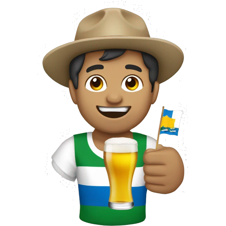 borracho con una cerveza en la mano y la bandera de Uruguay emoji