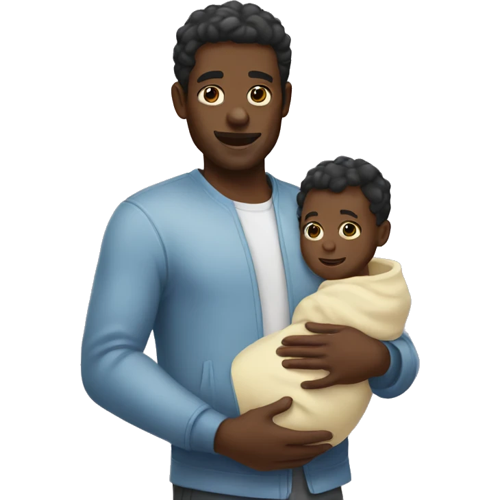 Black man holding baby with baby oil emoji