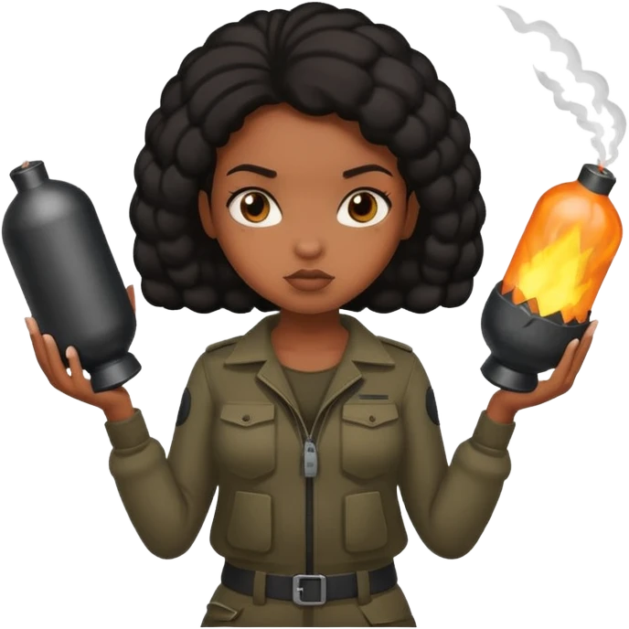 Black girl with bombs emoji