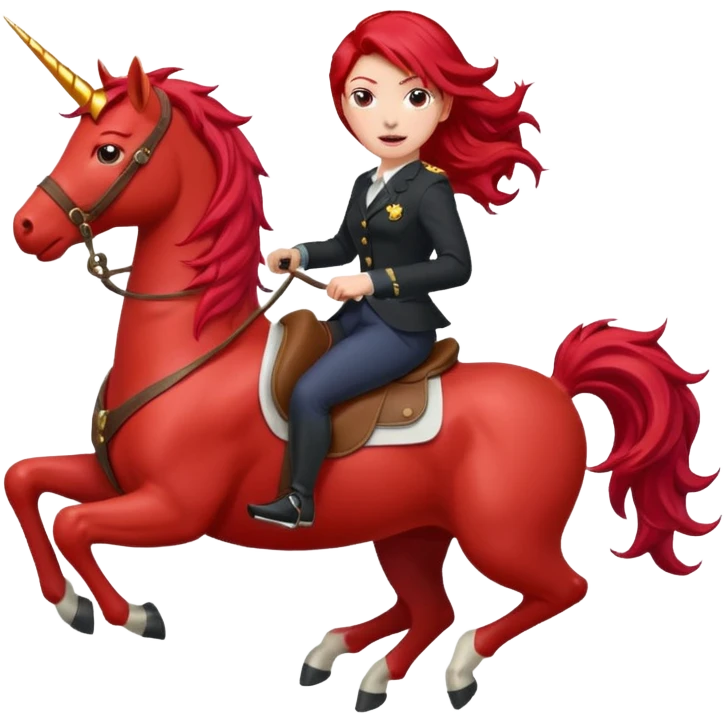 red horse red hair agressive unicorn running money on on the saddle emoji