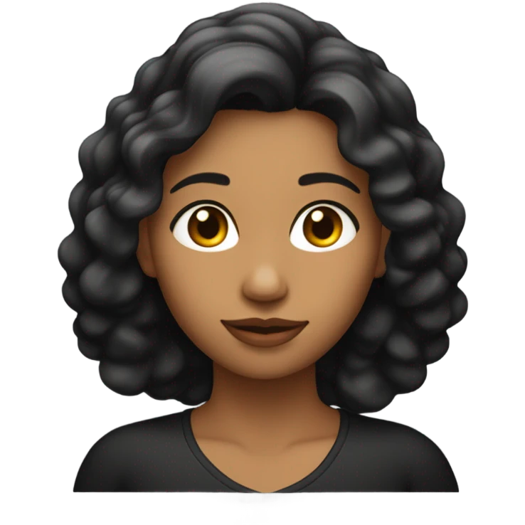 Una mujer joven de piel blanca y cabello negro largo y ondulado. emoji
