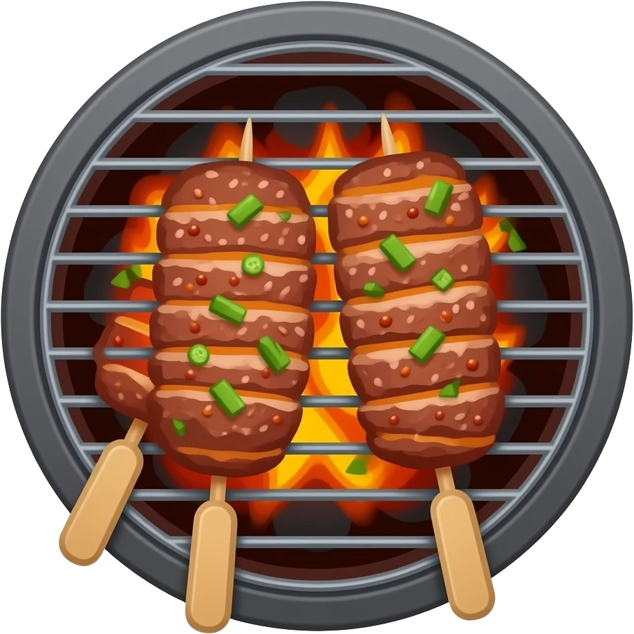 one thai styled- meat bbq without vegetable, dark grill emoji