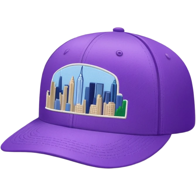 purple cap with a New York City logo on it emoji
