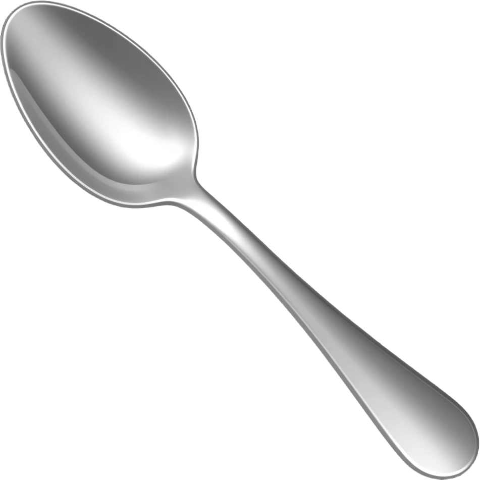 Silver spoon, black background, high contrast, mostly monochrome, minimalist futuristic design, metallic texture, smooth surface, smooth texture with soft neon hues, smooth, futuristic, minimalist emoji