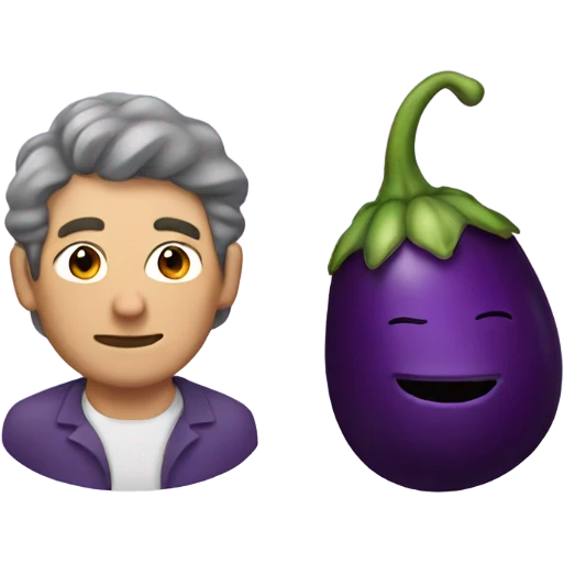 Man and an eggplant emoji