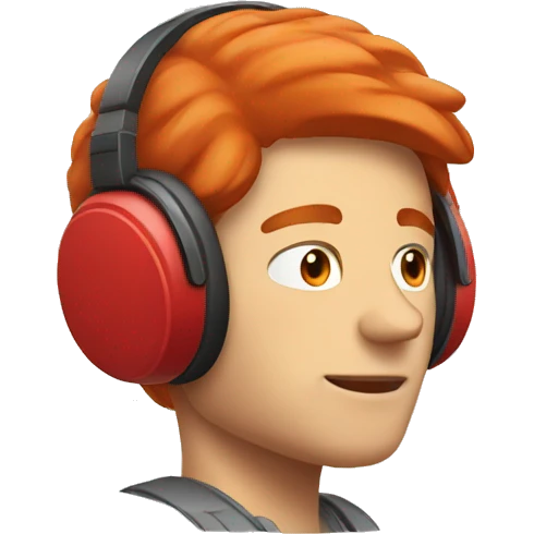 white red head guy listening to music headphones emoji